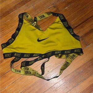 Nike Mustard Yellow Sports Bra with Black Accents